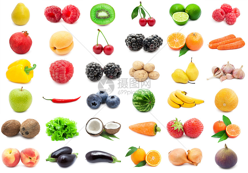 水果和蔬菜橙子覆盆子石榴柿子土豆椰子菜花李子香蕉胡椒图片