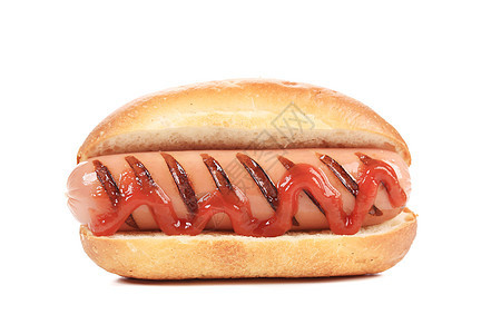 配番茄酱的热狗垃圾香肠食物美食包子图片