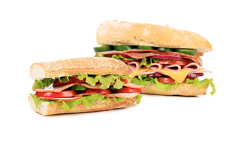 两份新鲜三明治牛肉火鸡熟食美食食物胸部蔬菜洋葱面包垃圾图片