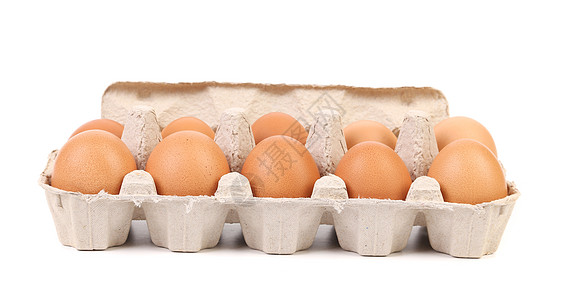 10个棕蛋的纸板鸡蛋盒杂货生活奶制品家禽早餐椭圆形蛋壳饮食宏观食物图片