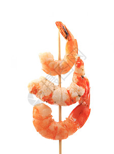 棍子上的虾动物贝类香料饮食甲壳海鲜白色派对营养美食图片