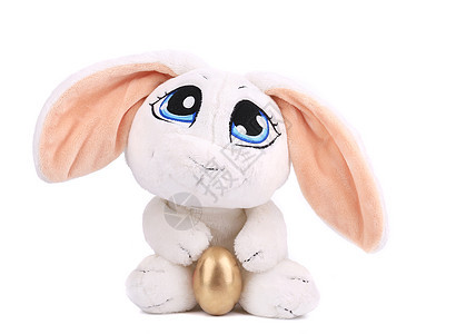 带复活节鸡蛋的篮子里有毛发狐狸兔子动物木头耳朵红褐色白色毛皮投标野兔眼睛农场图片