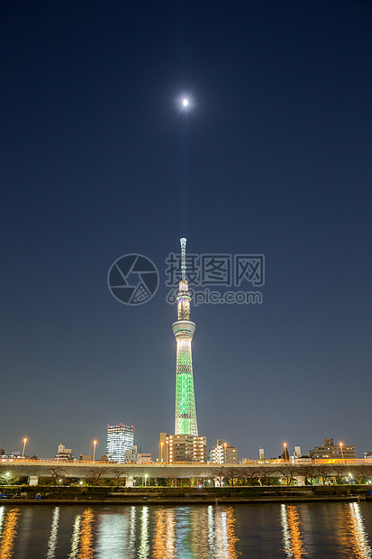 东京天树照明旅行建筑学墨田景观天空甲板晴空塔建筑物商业天际图片