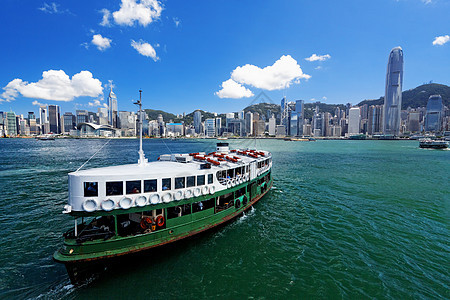 维多利亚港香港港业务全球甲板宽屏地标场景金融运输浮标假期图片