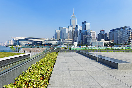 香港维多利亚港清晨 城市摩天大楼横冲直撞旅行日出反射蓝色地标建筑天际市中心全景日落图片