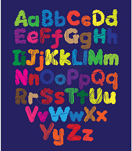 字母表孩子涂鸦彩色手绘学习草图演讲收藏信件糖果插图笔记本字体笔记图片