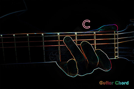 黑暗背景上的吉他和弦旋律训练技术手指x光木头音乐会音乐吉他手细绳图片