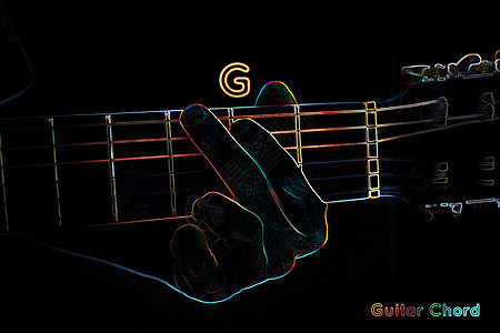 黑暗背景上的吉他和弦音乐技术木头训练x光歌曲玩家音乐家乐器指法图片