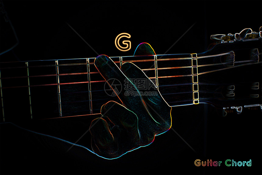 黑暗背景上的吉他和弦音乐技术木头训练x光歌曲玩家音乐家乐器指法图片