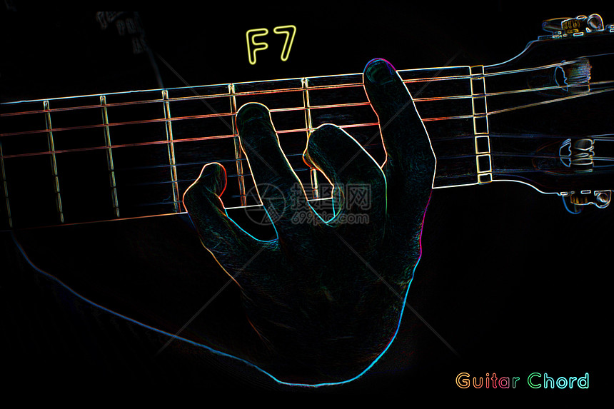 黑暗背景上的吉他和弦音乐x光玩家训练手指身体木头细绳音程歌曲图片