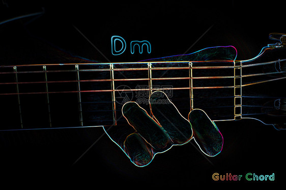 黑暗背景上的吉他和弦训练音程三合会音乐家音乐分米指法音乐会x光细绳图片