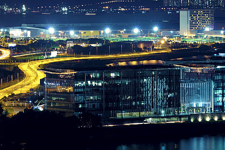 现代城市夜间机场运动码头街道天际市中心基础设施海岸风景摩天大楼蓝色图片