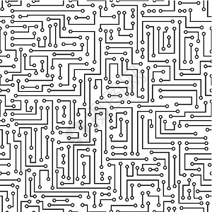 矢量无缝的抽象电子背景科学母板芯片电气插图木板白色黑色电脑网络图片