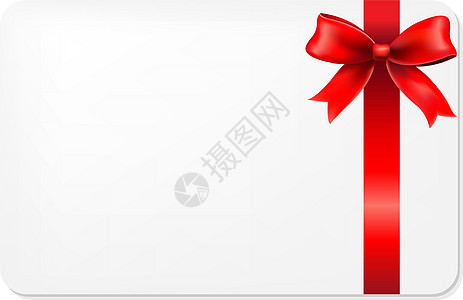 红弓和白餐礼物标签书法文凭红色证书边界丝带代金券卡片邀请函礼品图片