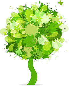 抽象树作品插图绿色叶子木头海报生态回收环境图片