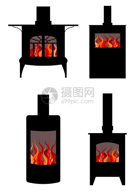 烧木炉燃烧火焰插图火炉加热图片