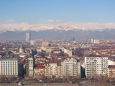 都灵视图全景场景城市天际丘陵天线鸟眼图片