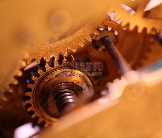 时钟机制宏观手表技术口径古董引擎齿轮金属机器运动图片