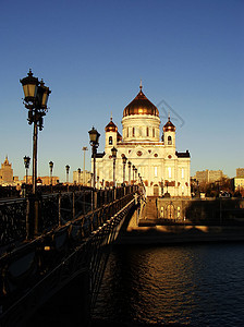 基督救主大教堂 清晨在俄罗斯莫斯科举行天炉寺庙天空游客银行风景景观城市正方形天际图片