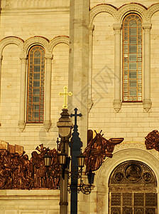 基督救主大教堂 清晨在俄罗斯莫斯科举行联邦全景观光教会纪念馆纪念碑银行救世主天际天空图片
