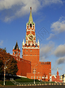 Spaskaya塔 俄罗斯莫斯科克里姆林宫观光游客建筑学景观堡垒城市宗教天际天空风景图片