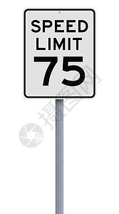 75时的限速白色指示牌数字减速警告路标速度极限图片