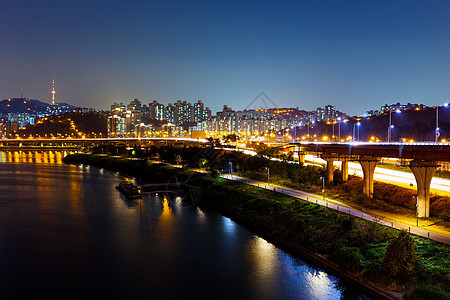 首尔汉河城市场景航道运输景观风景建筑学天际图片