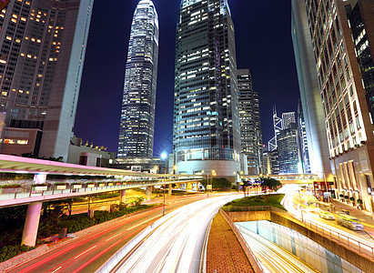 香港之夜摩天大楼办公室街道金融地标天空公共汽车车辆城市交通图片