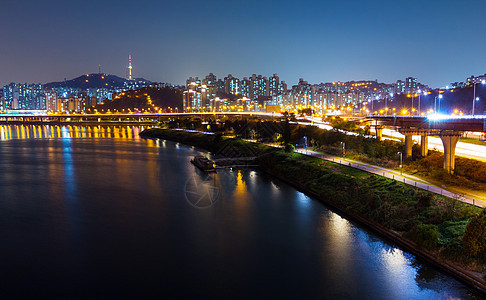 首尔市夜间住宅城市办公室圣水天空市中心团伙建筑风景景观图片