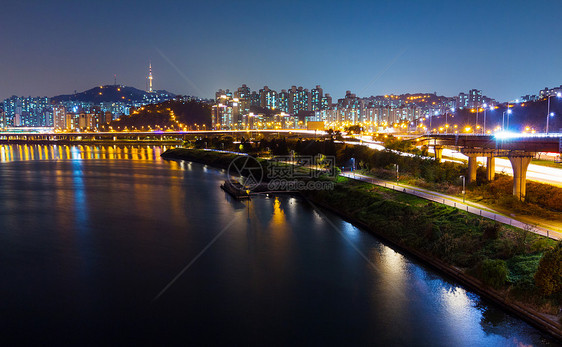 首尔市夜间住宅城市办公室圣水天空市中心团伙建筑风景景观图片