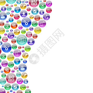 由应用程序图标组成的轮光片演讲社会互联网团队讲话网络全球团体气泡相机图片