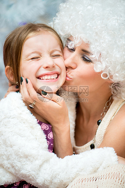 母亲与女儿发型头发眼睛女性派对幸福乐趣魅力女士假发图片