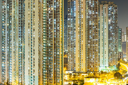 香港之夜景观摩天大楼城市都市天际风景场景住宅袖珍建筑图片