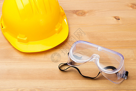 标准施工安全设备工具工作安全帽建造就业灰色木头风镜头盔黄色图片