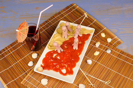 八花香肠营养小吃童年服务水平装饰章鱼儿童美食乐趣图片