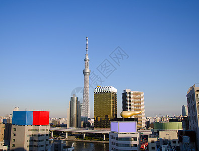 日本城市日本东京浅草的东京天树背景