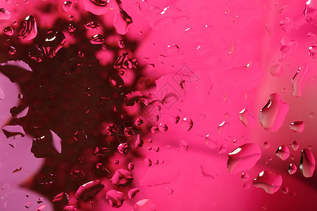带水滴的抽象背景颜色宏观玻璃飞沫珠子气泡雨滴液体粉色艺术图片