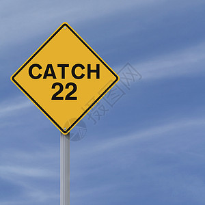 捕头22号鱼黄色警告蓝色困境概念天空惯用语路标成语图片
