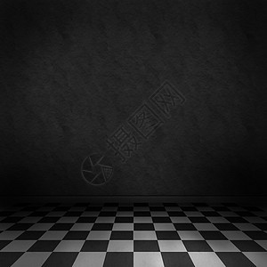 悲伤的哥特式背景与黑暗的房间和黑白 chcecker 地板图片