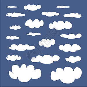 蓝色天空背景矢量标志集的白云图片