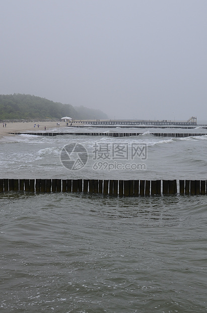 波罗的海海滩福吉节环境天空薄雾码头森林假期蓝色海岸地平线海浪图片