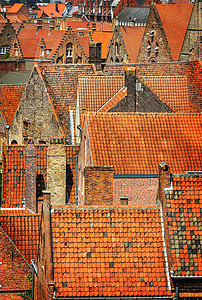 历史城镇古老橙色屋顶的详情图片