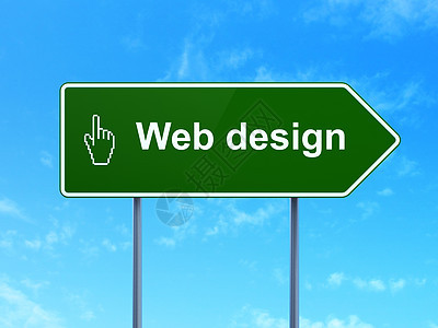 万维网发展概念 网络设计和路标标志背景鼠标光标图片