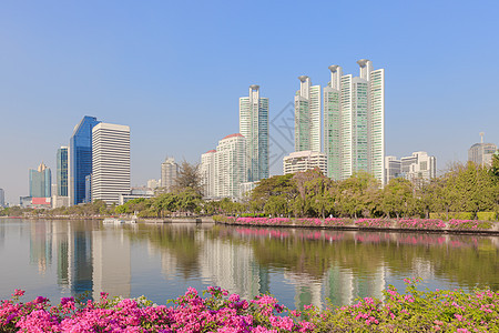 现代商业区 泰国曼谷 泰国曼谷住宅反射景观蓝色财产建筑天空城市公园高楼图片