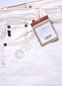 带价格标签的拖车材料裤子商业牛仔布牛仔裤销售服装细绳棉布棕色图片