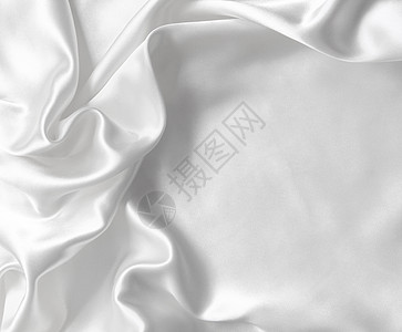 作为婚礼背景的平滑优雅白色丝绸织物涟漪材料曲线纺织品海浪折痕投标布料银色图片