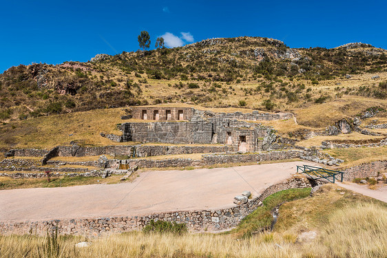 秘鲁秘鲁安第斯山地和乌鲁斯哥旅行考古风景山脉地标班巴寺庙考古学地方废墟图片