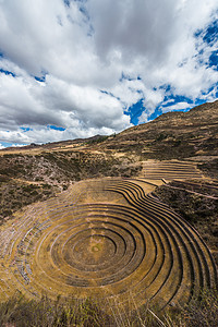 秘鲁安第斯山秘鲁Cuzco地方目的地考古学圆圈阳台地标废墟山脉旅行梯田图片