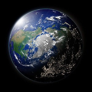 北半球城市行星蓝色黑色全球世界地球插图灯光背景图片