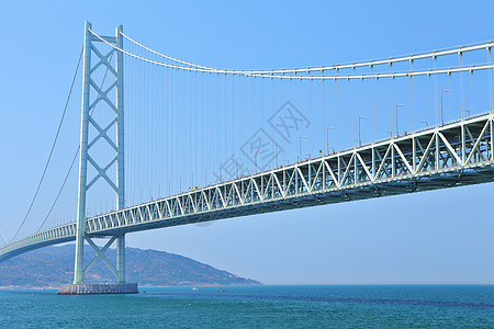 在神户的桥海岸支撑运输建筑学淡路蓝色海岸线世界海峡天空图片